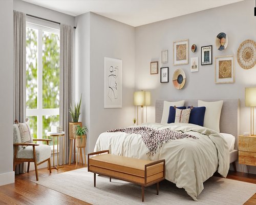 Calm bedroom atmosphere optimized for deep night sleep without electronic screens